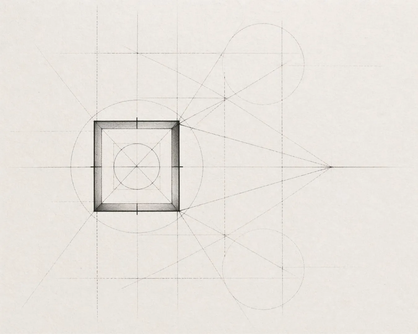 Disegno geometrico in bianco e nero in stile architettonico che rappresenta la responsabilità prima delle promesse per Athena Company