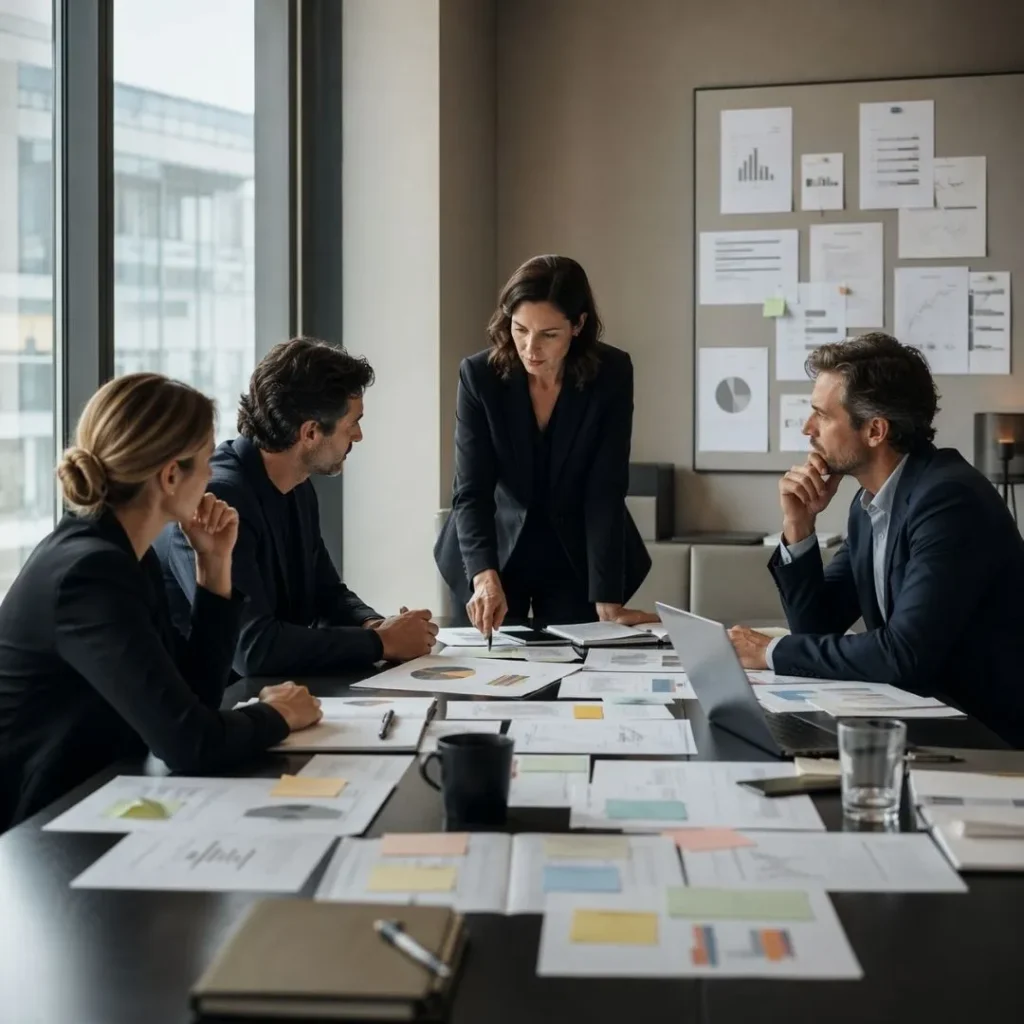 Team aziendale in ufficio professionale mentre affronta attività di marketing da allineare strategicamente.